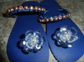 stras coral e flor azul, dedinho